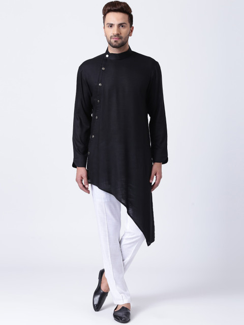 

I Know Men Black Solid Kurta with Pyjamas