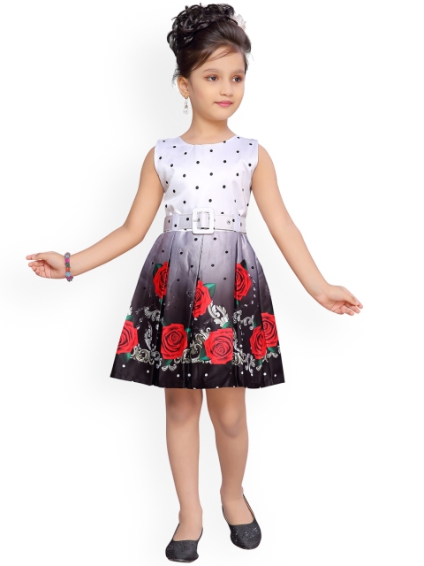 

Aarika Girls White Floral Printed Fit and Flare Dress