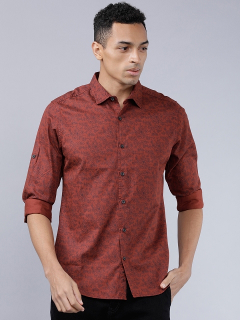 

Ecko Unltd Men Rust & Navy Blue Slim Fit Printed Casual Shirt