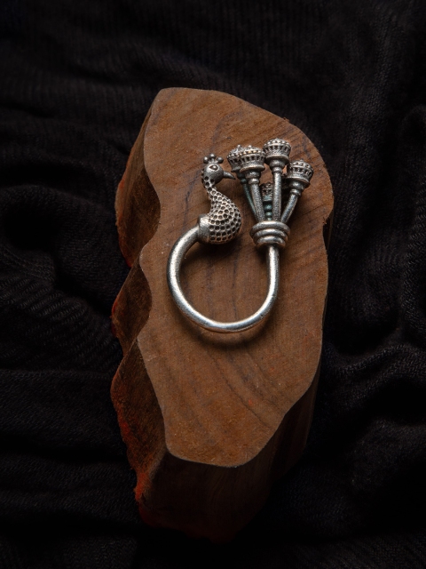 

Priyaasi Oxidised Silver-Plated Peacock Inspired Handcrafted Finger Ring