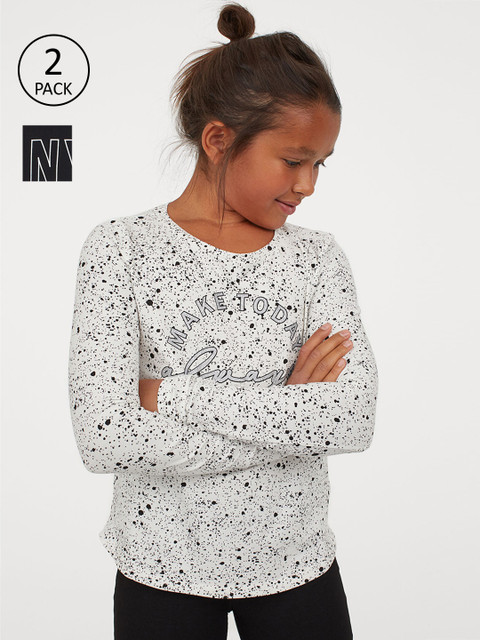 

H&M Girls 2-Pack Jersey Tops, White