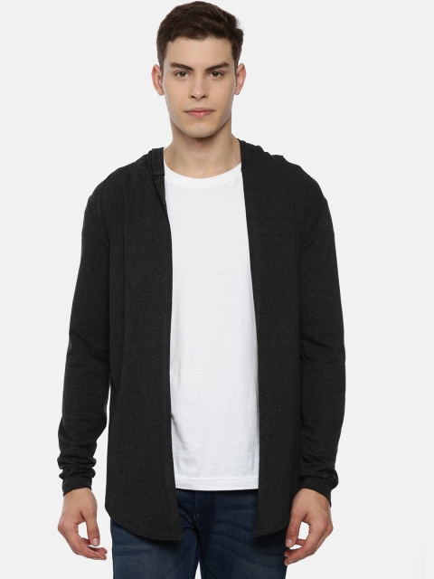 

KAY DEE Men Charcoal Striped Hood T-shirt