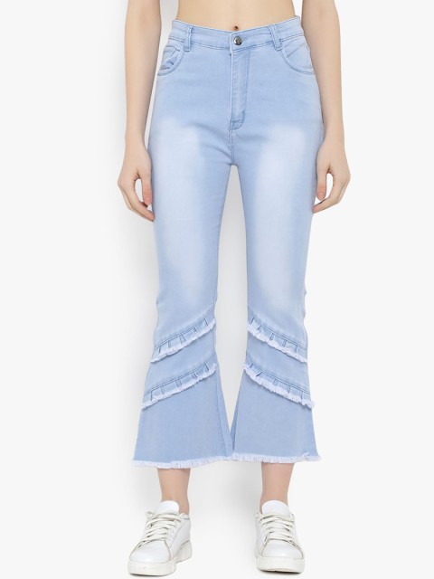 

Perfect Outlet Women Blue Wide Leg High-Rise Clean Look Jeans