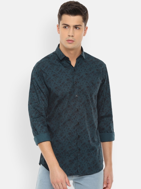 

V Dot Men Green & Black Slim Fit Printed Casual Shirt
