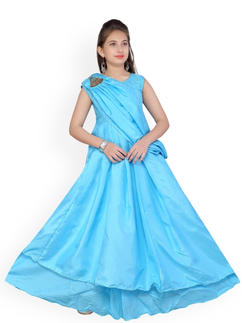 

Aarika Girls Blue Solid Maxi Dress