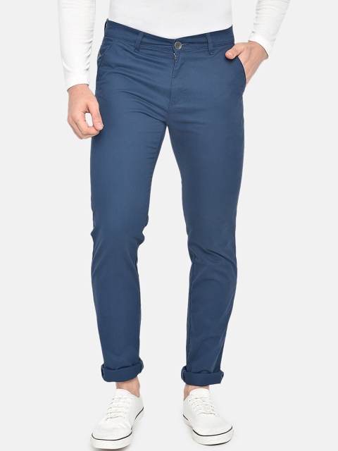 

beevee Men Blue Solid Chinos
