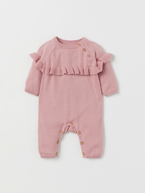 

H&M Infants Pink Solid Fine-Knit Romper Suit
