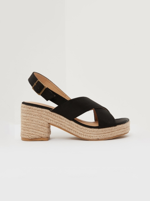 

shoexpress Women Black & Beige Solid Sandals