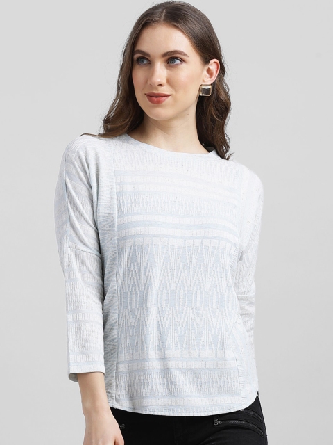 

Zink London Women Blue Self Design Top