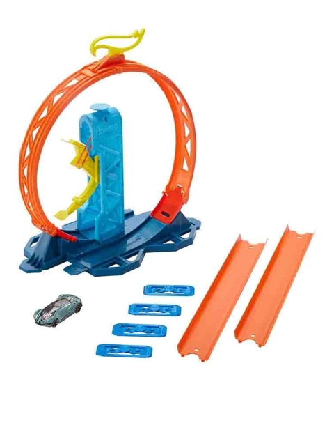 

Hot Wheels Kids Blue & Orange-Colored Track Builder Unlimited Loop Kicker Pack