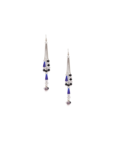 

ZeroKaata Silver-Plated & Blue Handmade Contemporary Drop Earrings