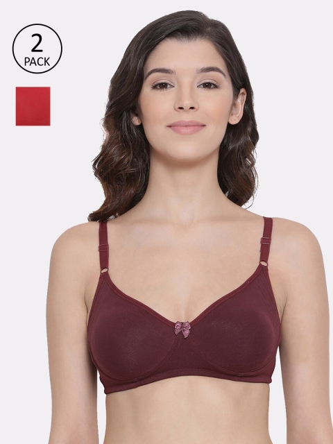 

LYRA Pack Of 2 Solid Non-Wired Non Padded Everyday Bras LYRA_BRA_513, Red