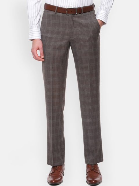 

Luxure by Louis Philippe Men Brown Slim Fit Checked Formal Trousers