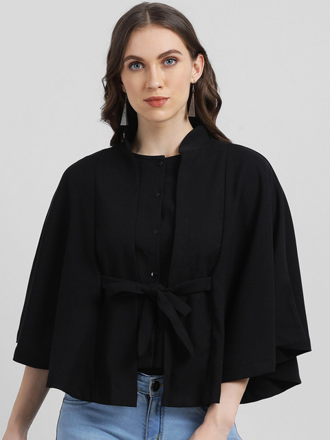 

Zink London Women Black Solid Cape Jacket