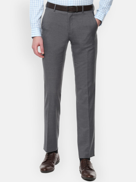 

Van Heusen Men Grey Slim Fit Solid Formal Trousers