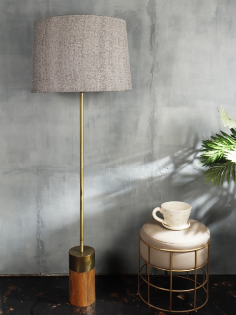 

Grated Ginger Grey Self Design Handcrafted Floor Lamp with Shade