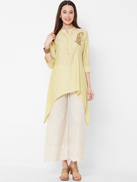 

Vedic Women Yellow Solid A-Line Kurta