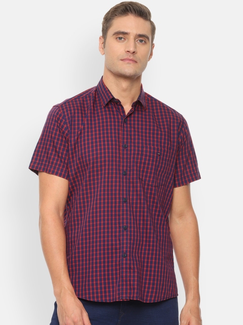 

Louis Philippe Sport Men Red & Navy Blue Checked Casual Shirt