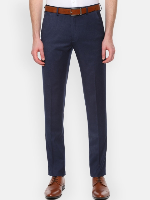 

Van Heusen Men Navy Blue Slim Fit Solid Formal Trousers