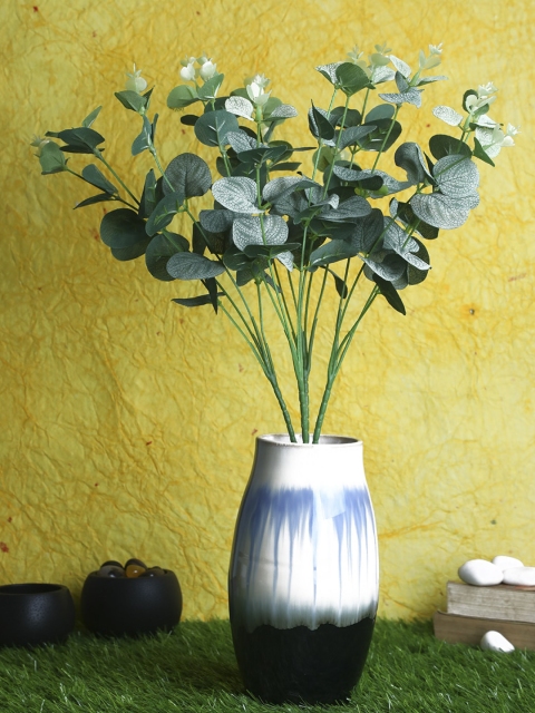 

Pollination Green Artificial Frosted Eucalyptus Bunch without Pot, White
