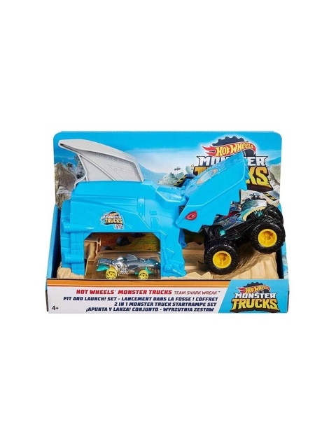 

Hot Wheels Kids Blue & Beige Monster Trucks Shark Launcher Playset