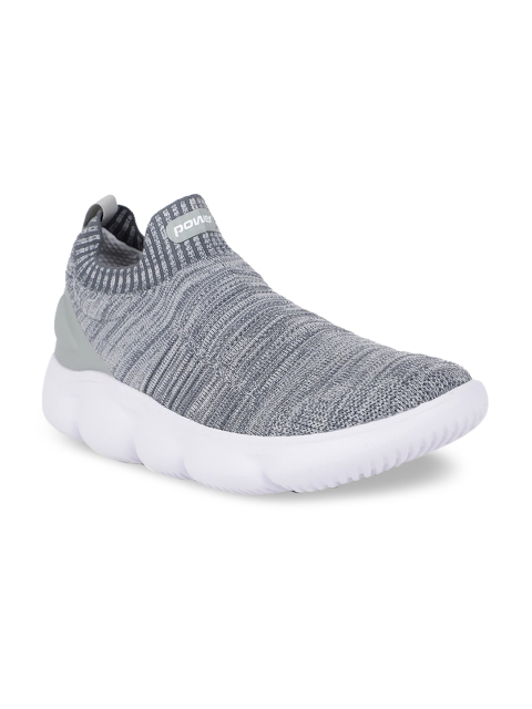 

Power Men Grey Woven Design Slip-On Sneakers