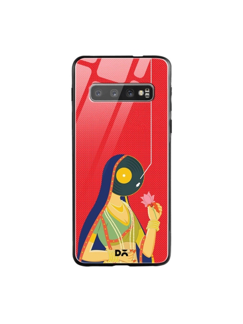 

DailyObjects Red & Black Disc Queen Samsung Galaxy S10 Shock Absorbent Glass Cover
