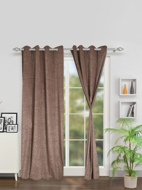 

SWAYAM Set of 2 Coffee Brown Long Door Curtains