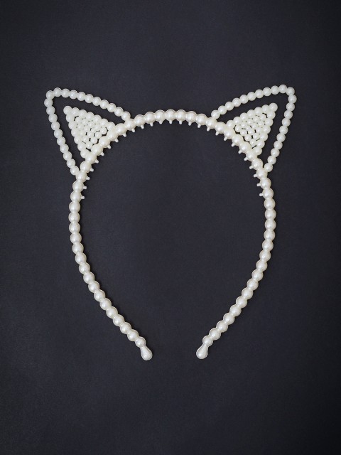 

Golden Peacock Girls White Pearl Headband