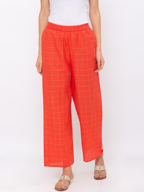 

Globus Women Peach-Coloured Regular Fit Solid Parallel Trousers