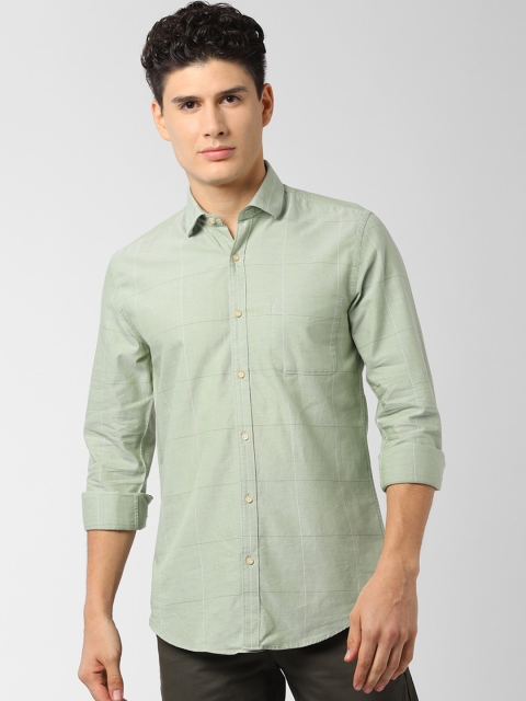 

Peter England Elite Men Green Slim Fit Checked Casual Shirt