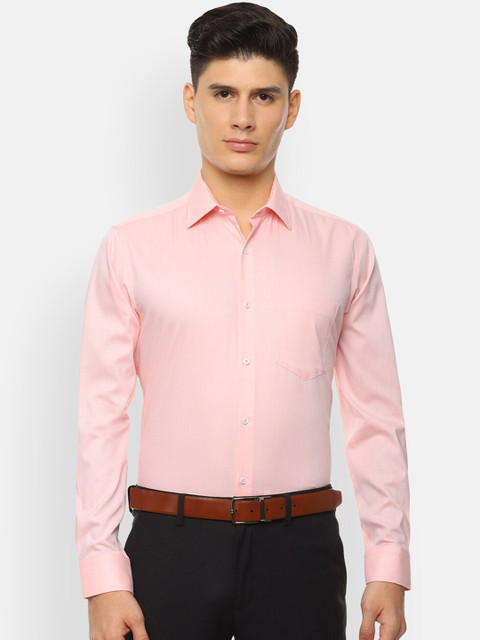 

Van Heusen Men Peach-Coloured Regular Fit Self Design Formal Shirt