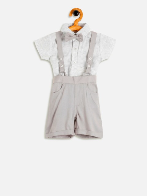 

Aomi Boys Grey & White Solid Shirt with Shorts