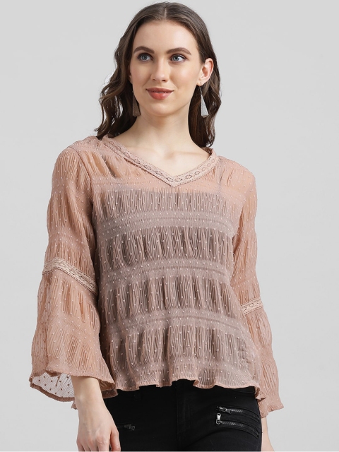 

Zink London Women Pink Self Design Top