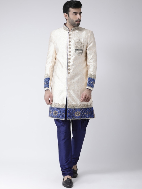 

SG RAJASAHAB Men Cream-Coloured Self Design Kurta with Pyjamas