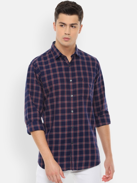 

Van Heusen Sport Men Navy Blue & Red Slim Fit Checked Casual Shirt