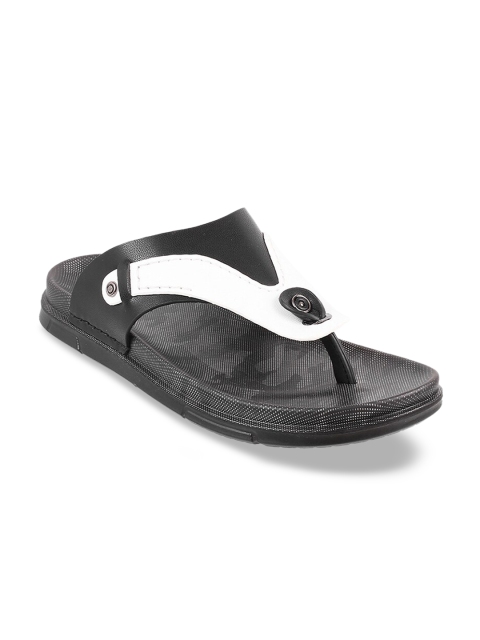 DAVINCHI Men White & Black Comfort Sandals