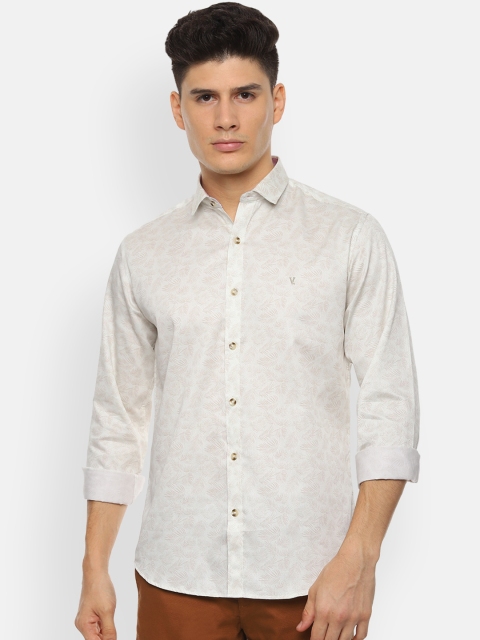 

V Dot Men Beige Slim Fit Printed Casual Shirt