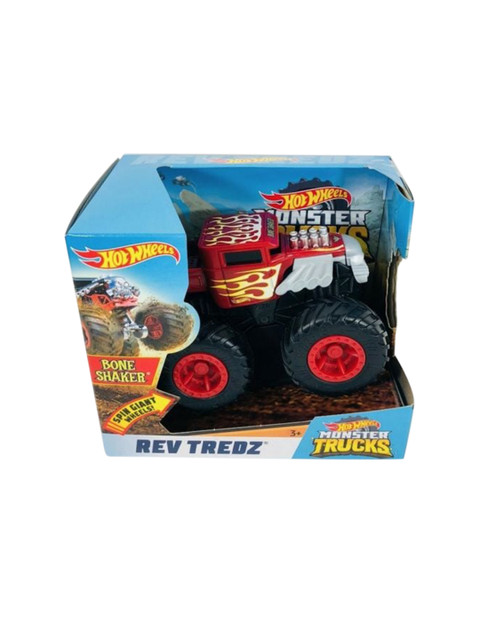 

Hot Wheels Kids Red & Black Monster Truck 1.43 Rev Tredz Boneshaker Vehicle