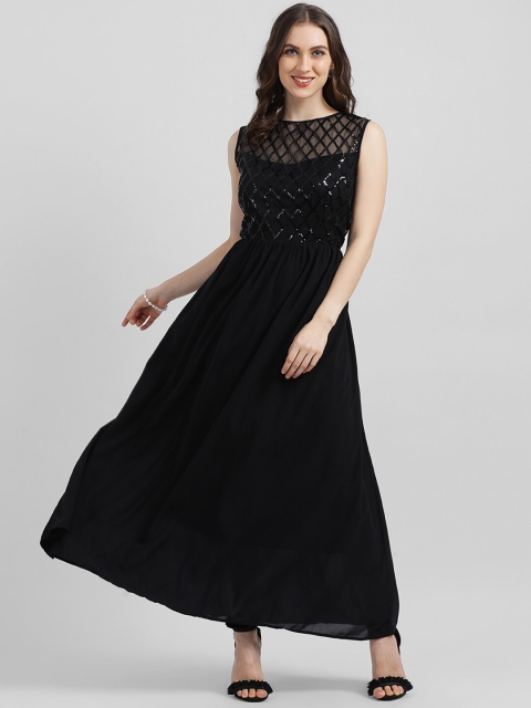 

Zink London Women Black Embellished Maxi Dress
