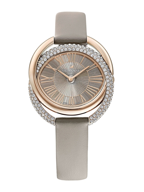 

SWAROVSKI Champagne Gold-Toned Leather Strap Duo Watch 5484382, Grey
