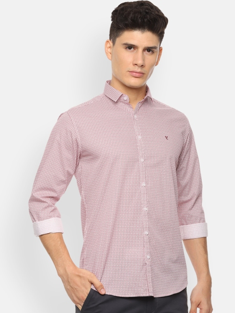 

V Dot Men Red & White Slim Fit Printed Casual Shirt
