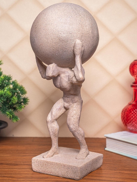 

TIED RIBBONS Beige Man Carrying Earth Abstract Statue Showpiece