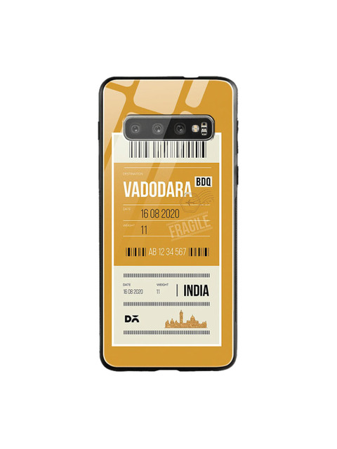 

DailyObjects Yellow & White Vadodara City Tag Samsung Galaxy S10 Shock Absorbent Glass Cover