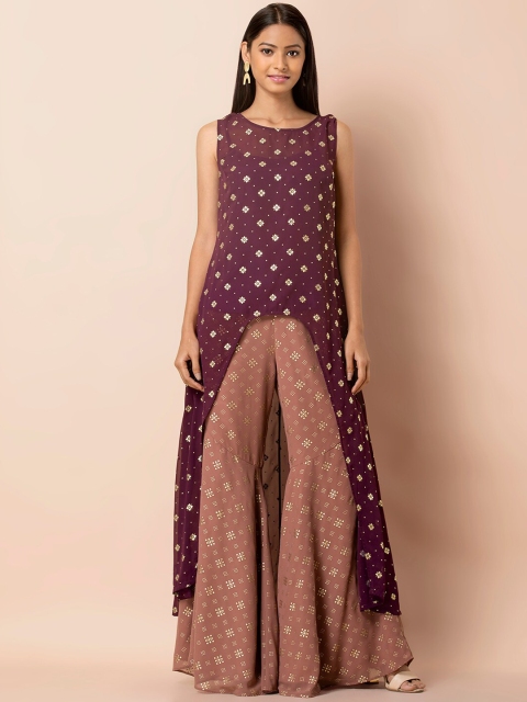 

INDYA Women Purple Printed Tunic