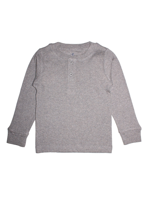 

KiddoPanti Unisex Kids Grey Melange Solid Henley Neck T-shirt