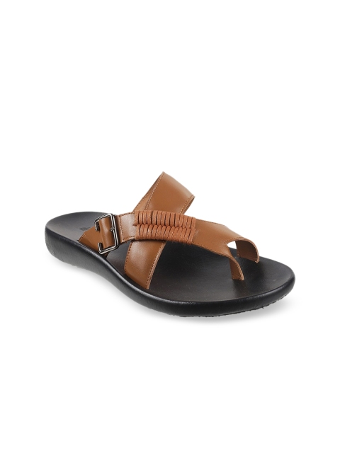 

DAVINCHI Men Tan Brown Comfort Leather Sandals