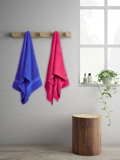 

SPACES Unisex Set Of 2 Solid Atrium Colorfas 480 GSM Bath Towels, Pink