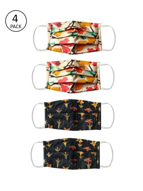 

Bellofox Unisex Pack of 4 Pcs Multicoloured Reusable 3-Ply Outdoor Cloth Masks, Multi