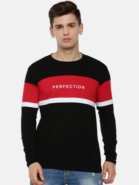 

KAY DEE Men Black Colourblocked Round Neck T-shirt